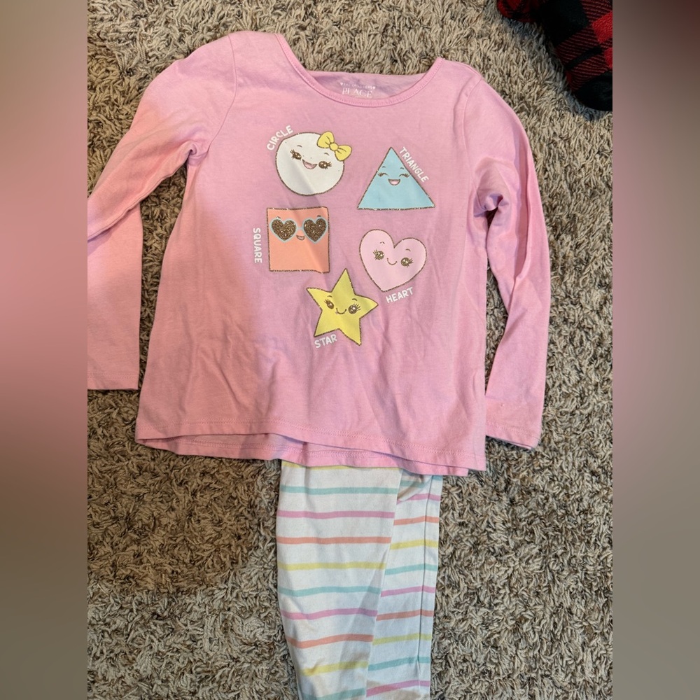 The Children's Place Pink Pajama Set with Fun Shapes